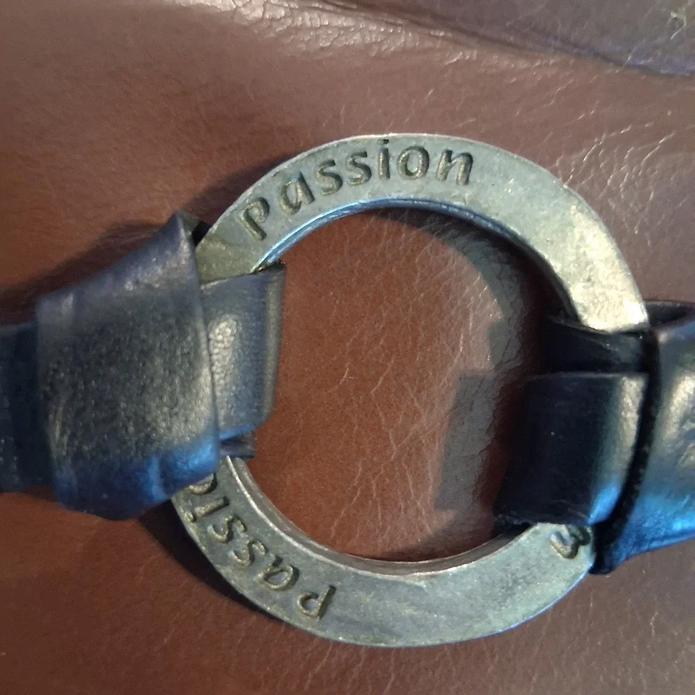 Leather Metal O Ring Bracelet Engraved 